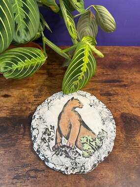 Stan Langtwait Shapes of Clay Mt. St Helens Ash Mountain Lion Cougar Wall Plaque